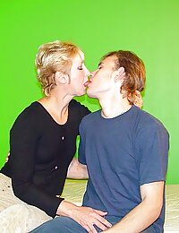 Mature ladies kissing with guys